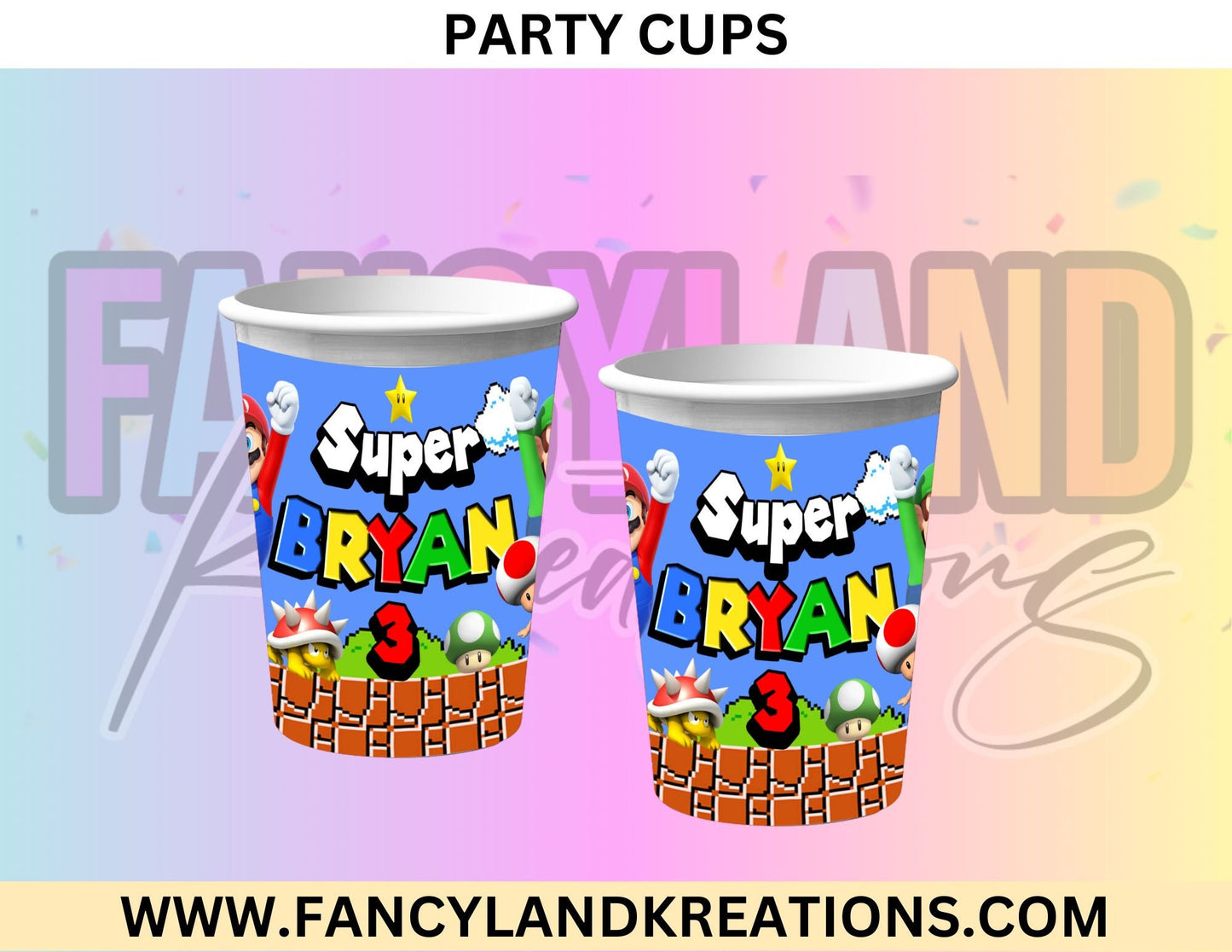 Super Mario Inspired Personalized Party Cups