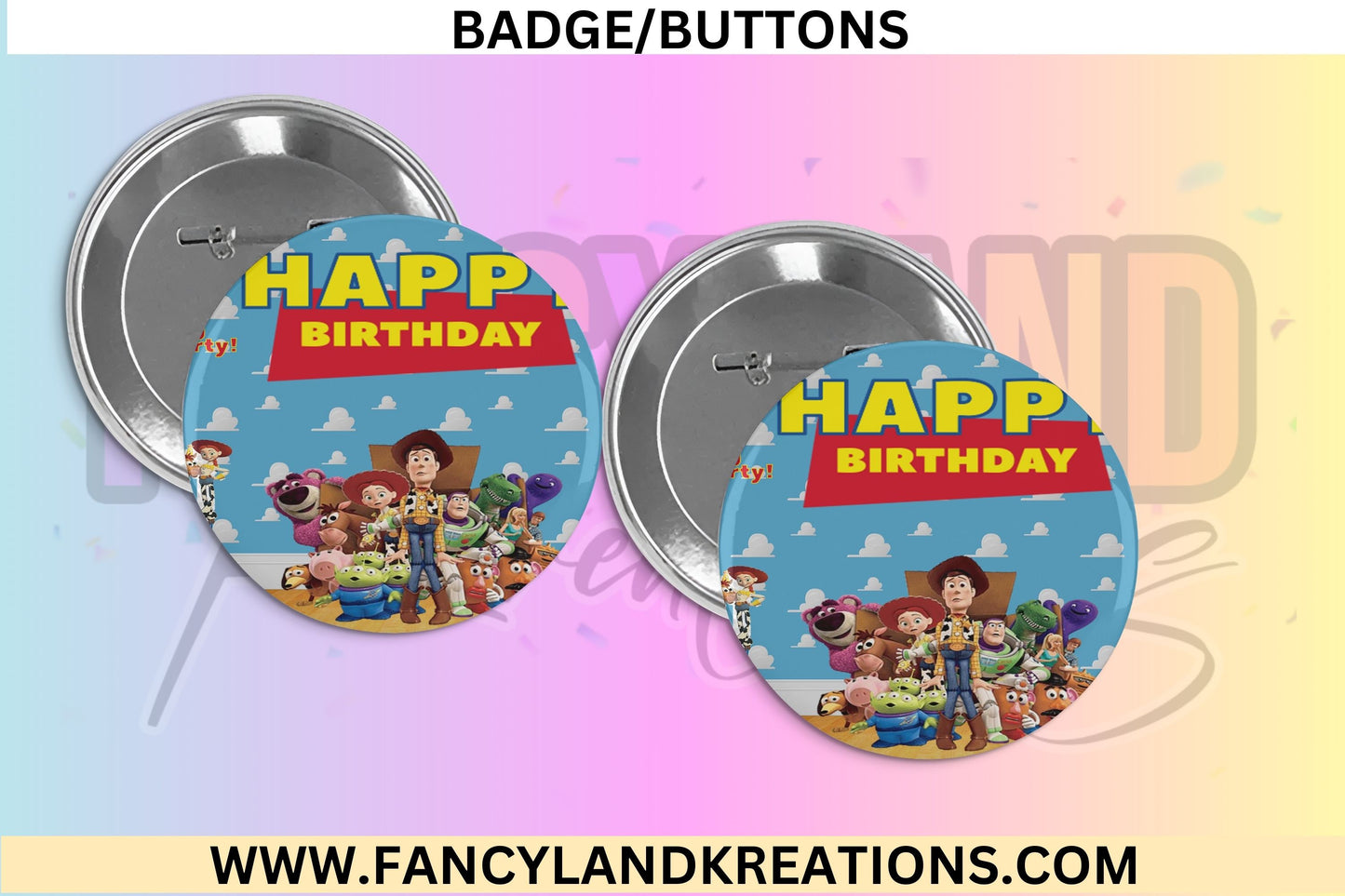 Toy Story Birthday Personalized Buttons