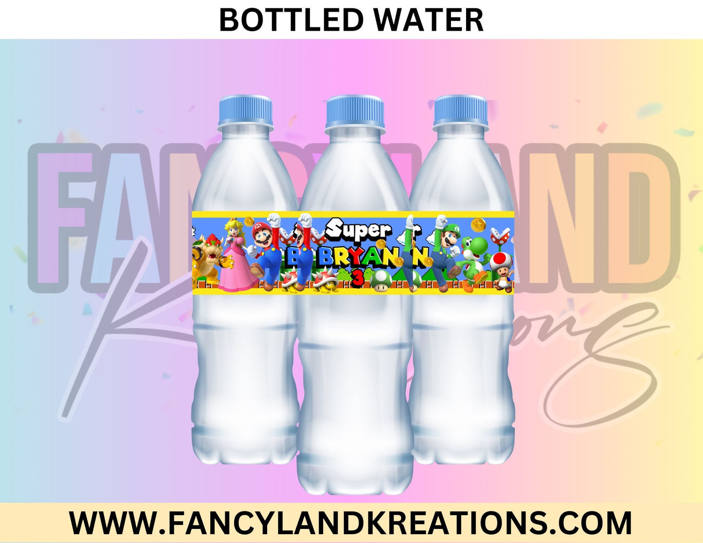 Super Mario Inspired Water Bottle Labels