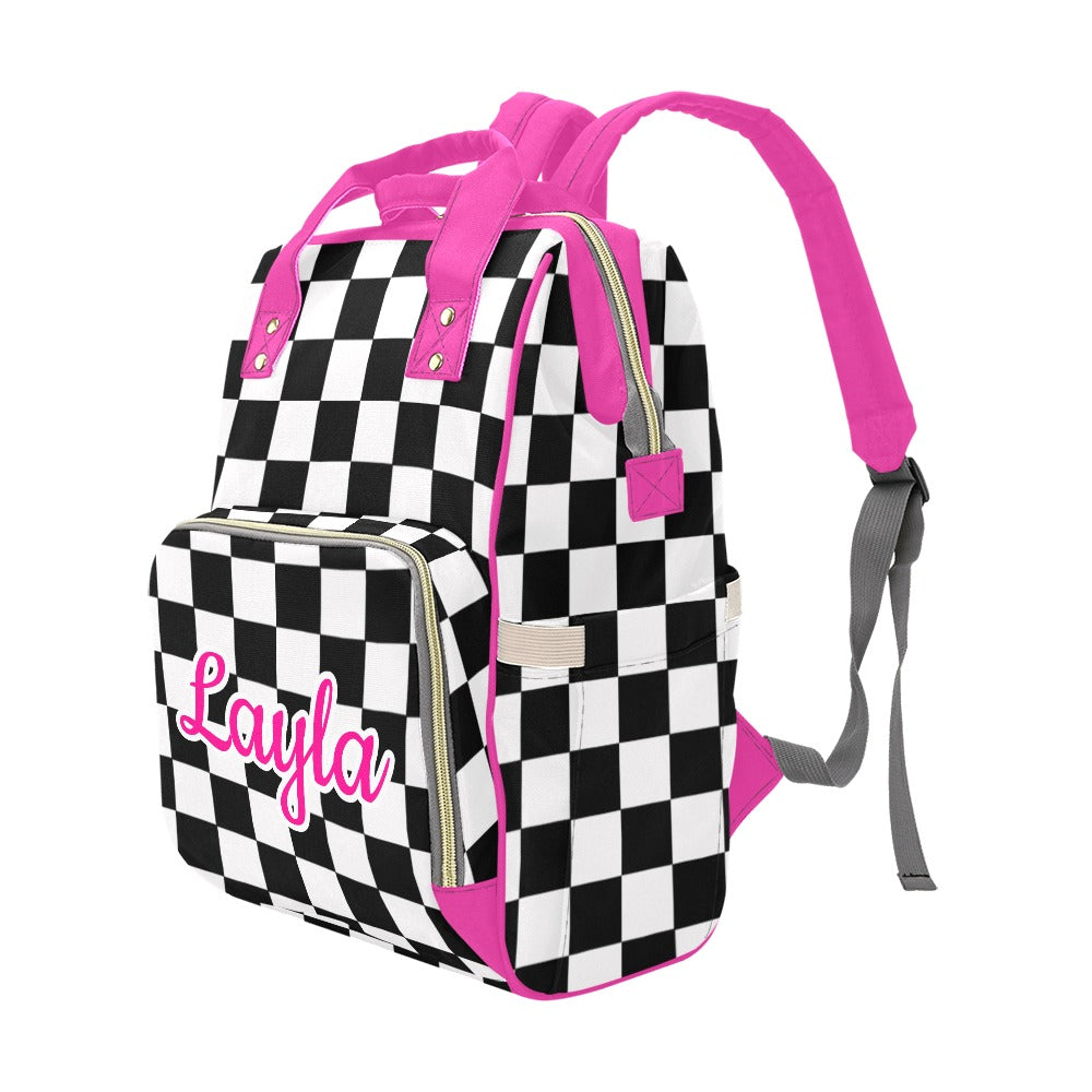 Black Check Layla Multi-Function Backpack/Diaper Bag