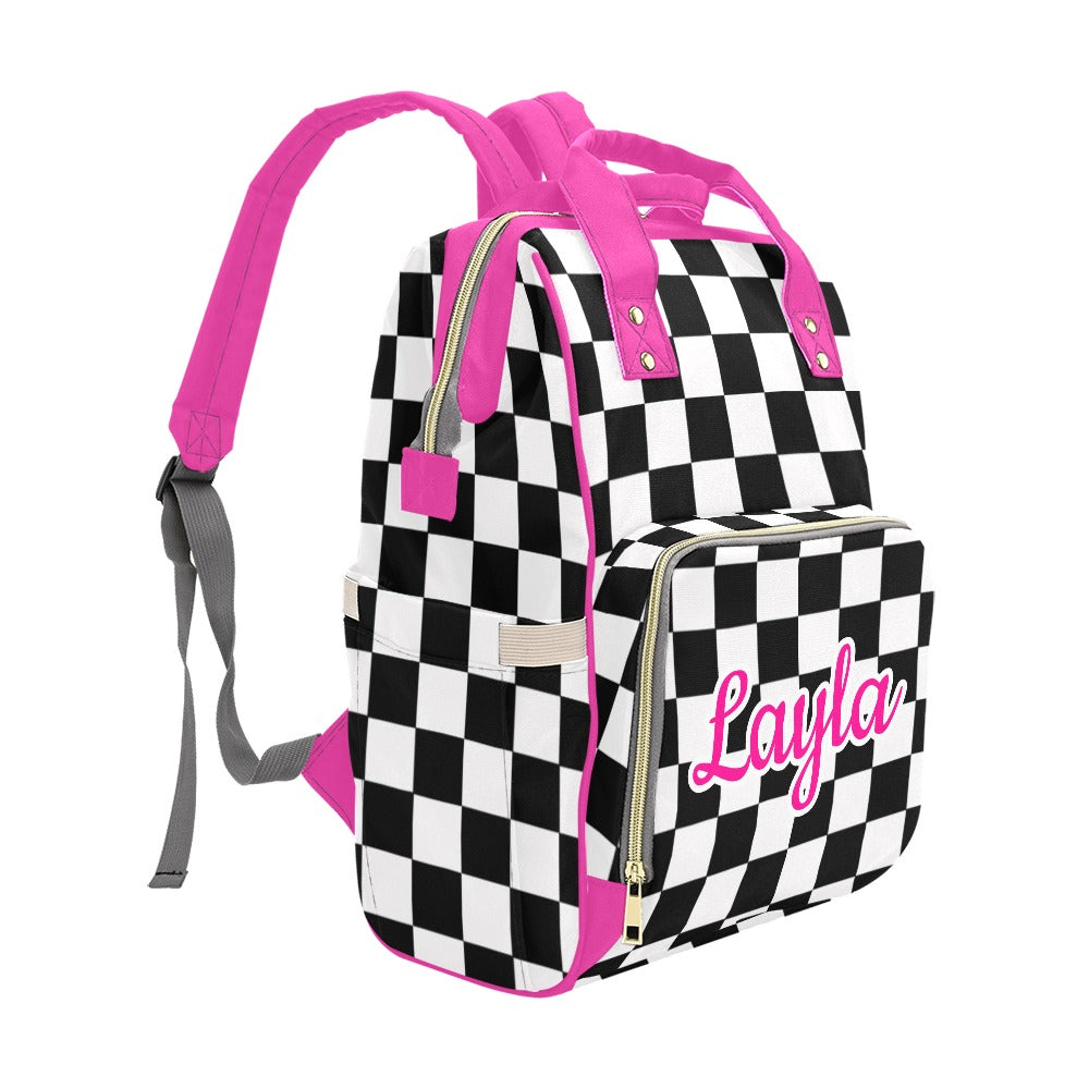 Black Check Layla Multi-Function Backpack/Diaper Bag