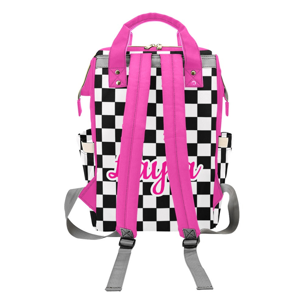 Black Check Layla Multi-Function Backpack/Diaper Bag