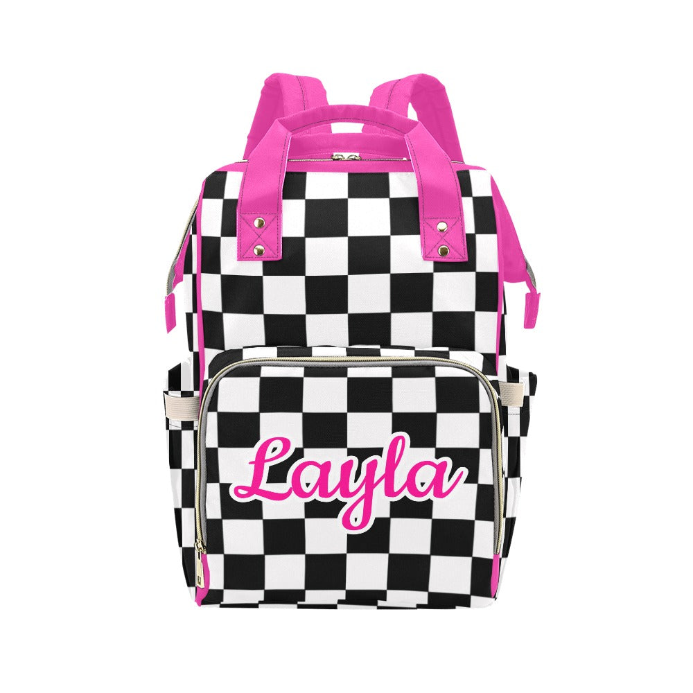 Black Check Layla Multi-Function Backpack/Diaper Bag