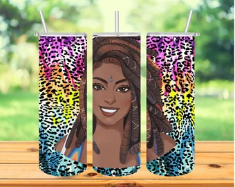 Personalized MelaninTumbler With Lid and Straw, Skinny Tumbler